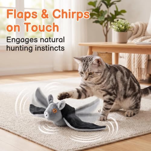 Interactive Chirping Bat Toy, Flapping Wings Sound Toy for Indoor Play