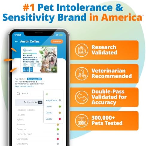 5Strands Pet Food & Environmental Sensitivity Test, 1250 Items Tested | At-home fur sample test for dogs & cats of all ages. Pinpoints food intolerances & environmental triggers. Results in 4 days