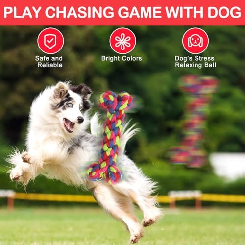 18 Pcs Dog Rope Toys Set Interactive Cotton Chew Toys for Aggressive Chewers 3 Knots Rope Balls for Medium Small Dog Puppy Tug of War Pet Teeth Cleaning Fun Training Birthday Gifts