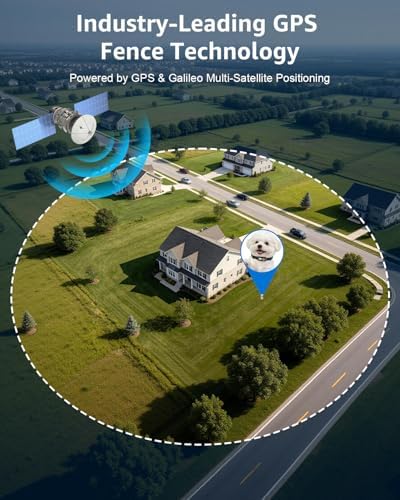 GPS Wireless Dog Fence with No Subscription | 25-999yards Adjustable Boundary, IPX7 Waterproof, Beep Vibration Shock Correction, Outdoor Use, for Dogs Over 18 Lbs
