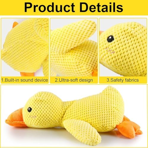 Mellow Dog Calming Duck, 2025 New Yellow Duck Dog Toy, The Mellow Ducks Calming Pillow, Dogs Ducks Toy with Quacking Sound for Indoor Dogs