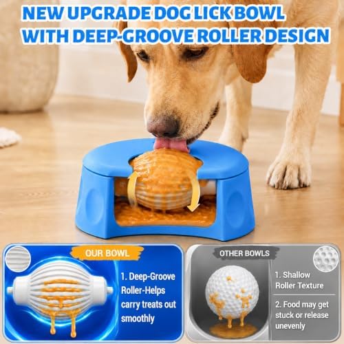 Slow Feed Dog Bowl with Rolling Ball, Dog Lick Bowl for Medium & Large Dog
