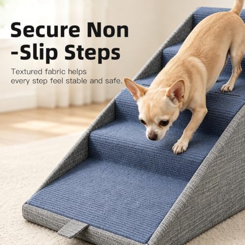 2-in-1 Foldable Dog Stairs & Footstool, Non-Slip Pet Steps for Small Dogs