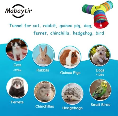 3-Way Collapsible Cat Tunnel Tube Toy Rainbow Y-Shape