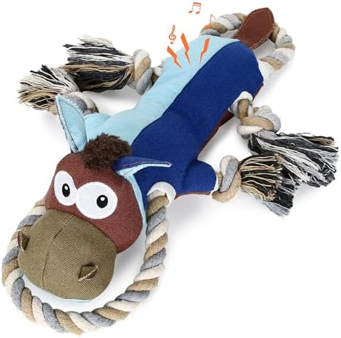 IOKHEIRA Dog Toys for Aggressive Chewers,Tough Indestructible Dog Toys,Squeaky Toys for Large Dogs,Durable Dog Chew Toys (Navy Blue)