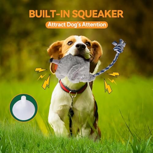 AUSCAT Plush Dog Rope Toy, Durable Squeaky Dog Toys for Puppy Small Medium Dogs (Not for Aggressive Chewers), Crocodile & Elephant & Flamingo