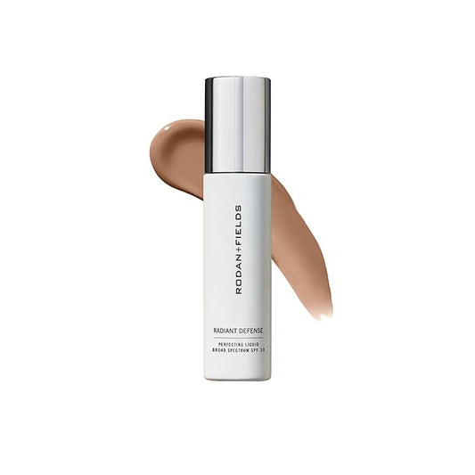 RODAN + FIELDS Radiant Defense Perfecting Liquid SPF 30 - Sand, 50 mL, 4-in-1 Makeup & Skin Care Beauty Solution, Face Sunscreen, Moisturizer, Light Foundation