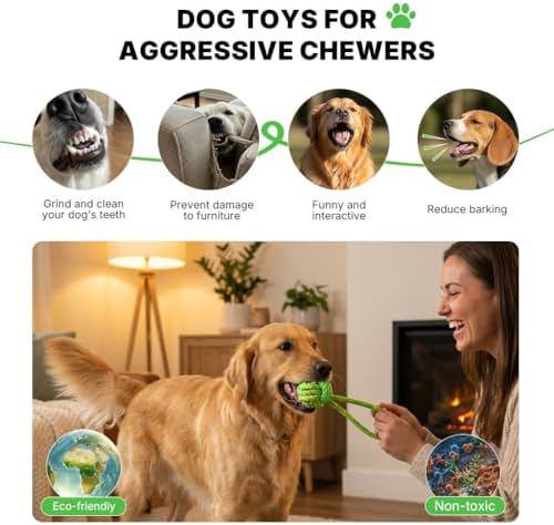 Tug of War Dog Toy with Ball, Interactive Dog Toys, Dog Rope Ball Toys