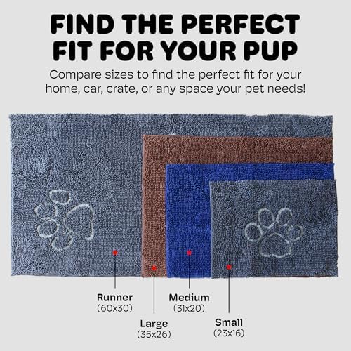 Dog Gone Smart Dirty Dog Doormat Runner - Marine, 60 x 30 Inches | Fast Drying Rug with Super Gripper Backing for Clean Floors - Absorbent Microfiber and Machine Washable Mat for Muddy Paws