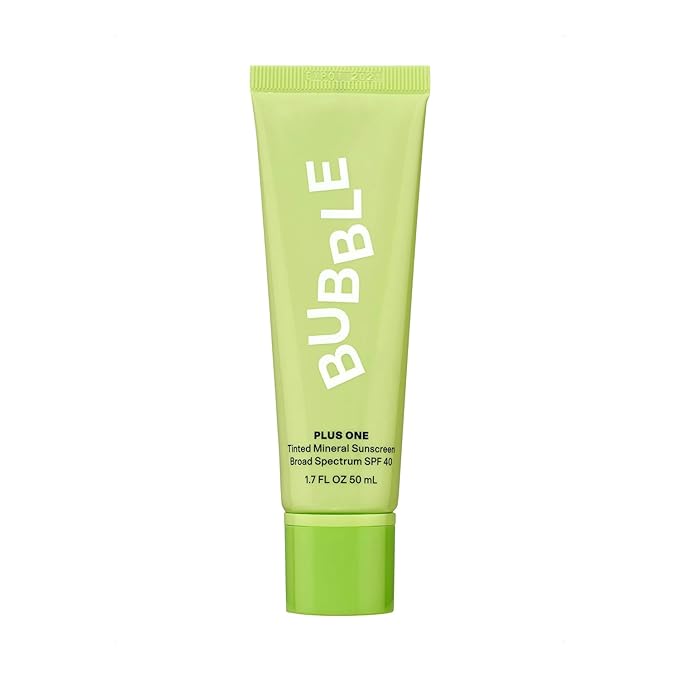 Bubble Skincare Daily Mineral Sunscreen Broad Spectrum SPF 40 - Tinted Sunscreen for Face with Zinc Oxide & Omega 3 Fatty Acids - Hydrating & Blurring Formula Suitable for All Skin Types (50ml)