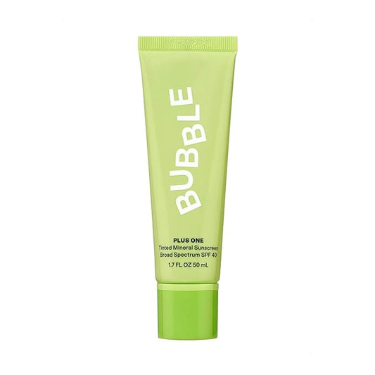 Bubble Skincare Daily Mineral Sunscreen Broad Spectrum SPF 40 - Tinted Sunscreen for Face with Zinc Oxide & Omega 3 Fatty Acids - Hydrating & Blurring Formula Suitable for All Skin Types (50ml)