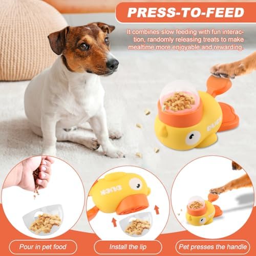Duck-Shaped Puzzle Feeder, Dog/Cat Slow Feeder for IQ Training/Exercise | Slow feeder & puzzle toy in one. Press-tail dispenser, adjustable openings for challenge. Promotes healthier eating