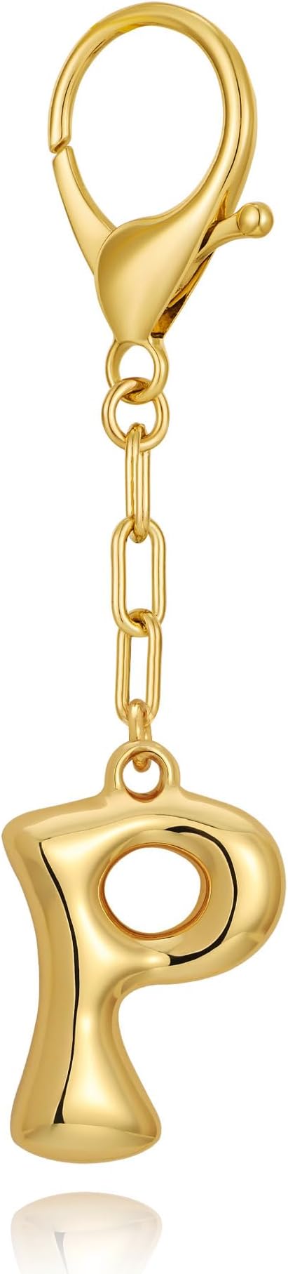 WOWORAMA Initial Letter Keychain for Women Chunky Gold Bubble Letter Bag Charm Purse Charm Personalized Keyrings Accessories