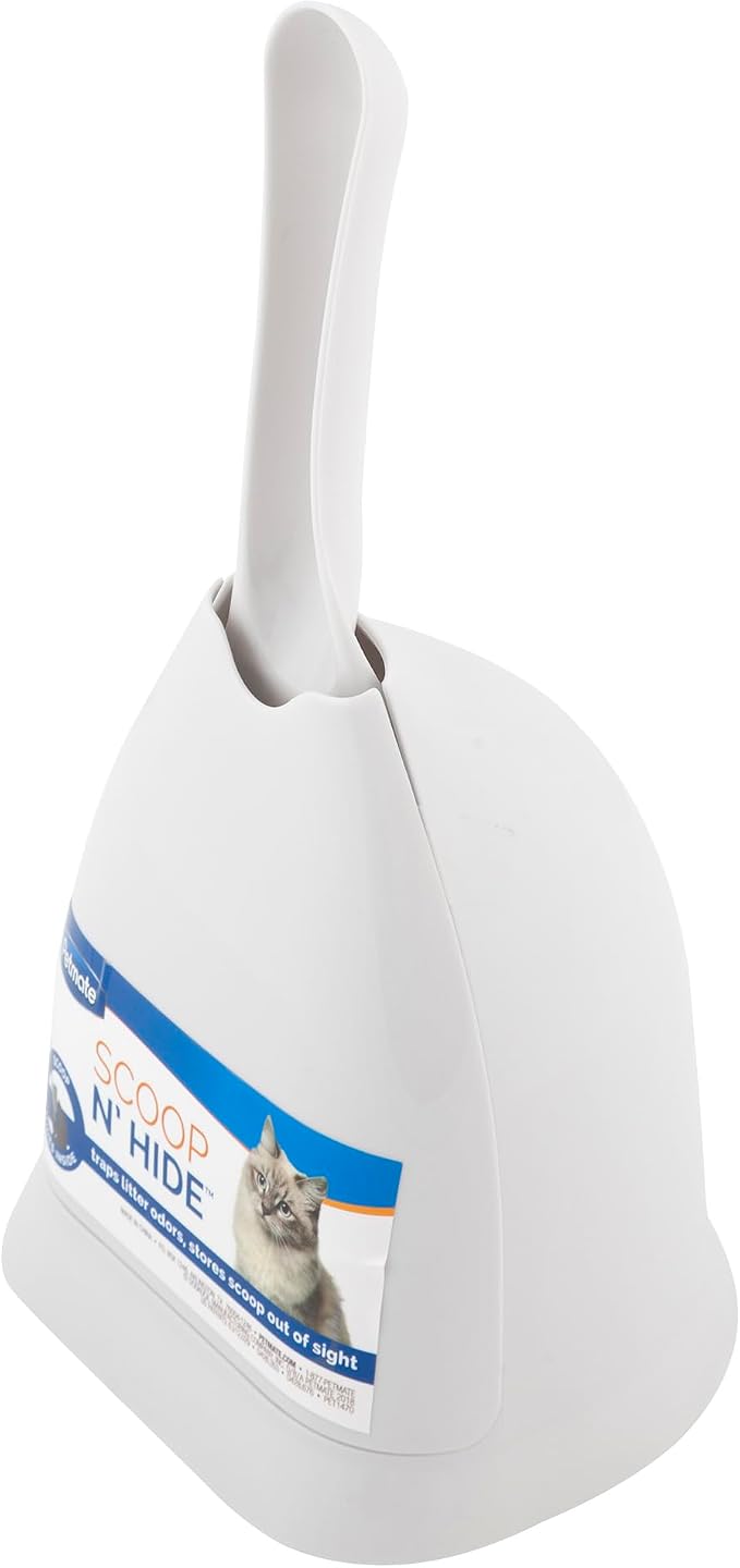 Petmate Scoop N' Hide Cat Litter Scoop, White | with Discreet Litter Scoops Holder