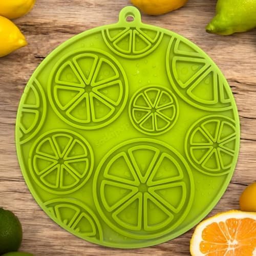 SodaPup Citrus eMat – Durable Enrichment Feeder Made in USA from Non-Toxic, Pet-Safe, Food Safe Rubber for Mental Stimulation, Avoiding Overfeeding, Fresh Breath, Digestive Health, Calming, & More