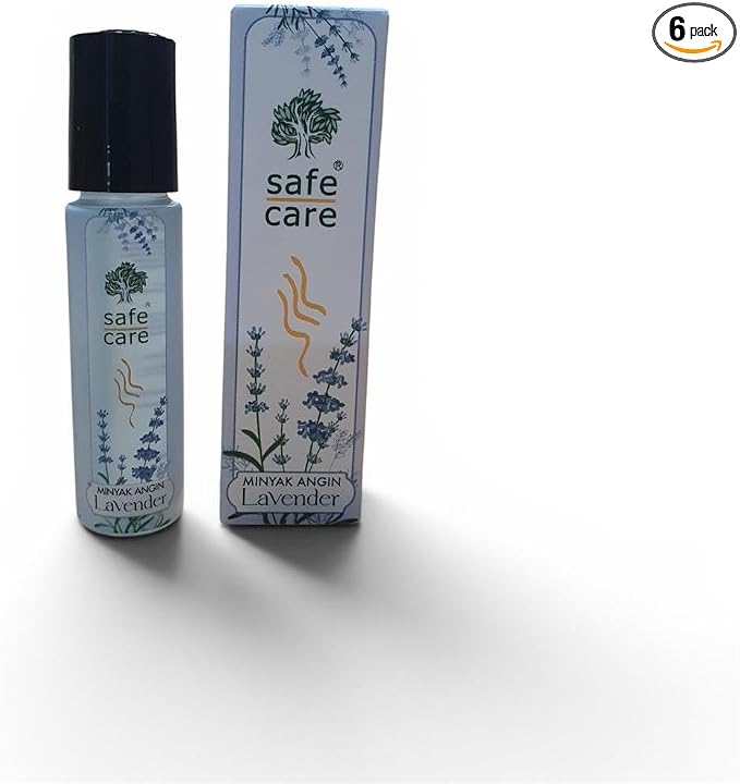 Safe Care Lavender Refreshing Oil – Roll-On Aromatherapy with Cooling Menthol and Calming Lavender Scent for Relaxation and Travel Comfort – 10 mL Each, Pack of 6