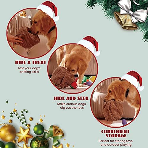 Nocciola Squeaky Fruits Veggies Stuffed Dog Toys Pack- Hide Seek Grocery Basket Crinkle Plush Puppy Toys to Keep Busy, Birthday Pet Supplies Gifts for Small Medium Breeds