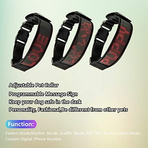 Leadleds Digital Collar Programmable LED Dog Collar, Flashing Light Up Rechargeable Pet Dog Safety Collar Glow in The Dark Light-up Neck Loop (Red Led)