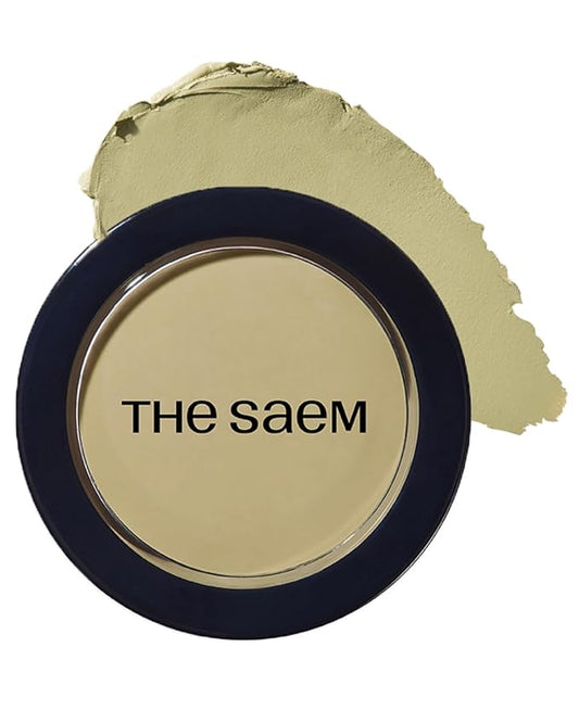 THESAEM Cover Perfection Pot Concealer 0.14oz - Green Beige Color Corrector for Redness & Blemishes - Single Pot Intensive Coverage Balm for Acne, Rosacea & Skin Troubles - Korean Makeup
