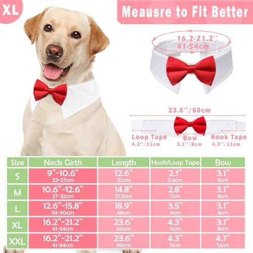 Dog Bowtie, KOOLMOX Dog Bow Tie Handcrafted Adjustable Formal Pet Red Bowtie Collar Neck Bow for Dogs Medium to Large Boy Tuxedo Collar Pet Wedding Birthday Gift
