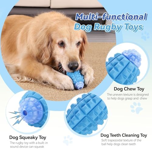 YINEYA Dog Toys for Aggressive Chewers, Tough Squeaker Dog Toys, Dark Blue