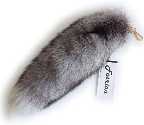 Fosrion Real Fox Tail Fur Hair Cat Catching Hunting Playing Bites Toy (Silver Fox, Only Tail)