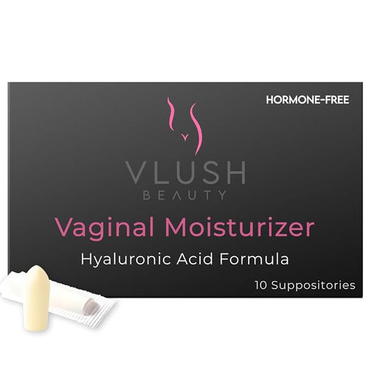 VLUSH Hyaluronic Acid Vaginal Moisturizer – Hormone-Free & Estrogen-Free Suppositories for Vaginal Dryness Relief – Fragrance-Free Intimate Comfort for Menopause & Perimenopause (10 Count)