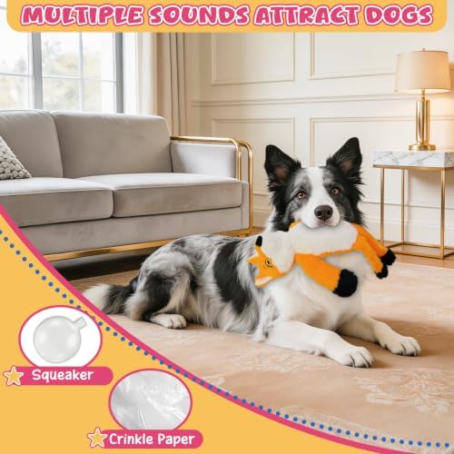 3Pack No Stuffing Dog Squeaky Toys, Plush with Crinkle Attract Medium Small