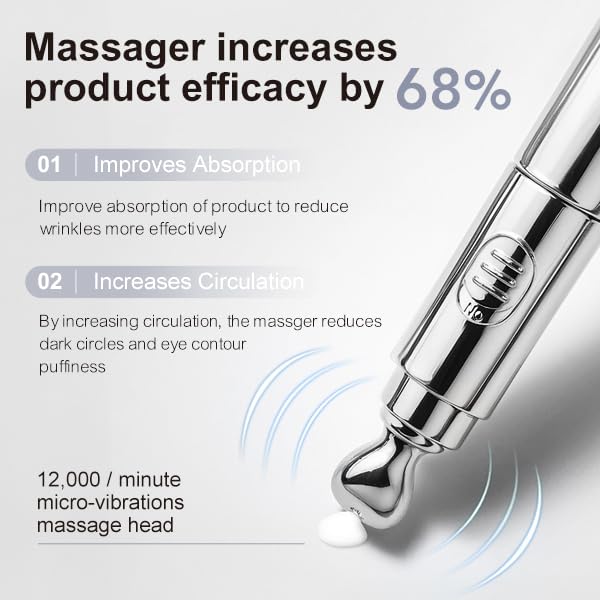 Electric Massage Eye Cream with 7-Peptide Complex – Anti-Aging, Wrinkles, Dark Circles, Puffiness, Firming, Lifting, Depuffing, Hydrating & Nourishing Skincare (20g)