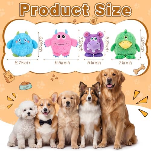 Junkin 4 Pack Dog Squeaky Toys, Plush Stuffed Dogs Toy, Cute Style
