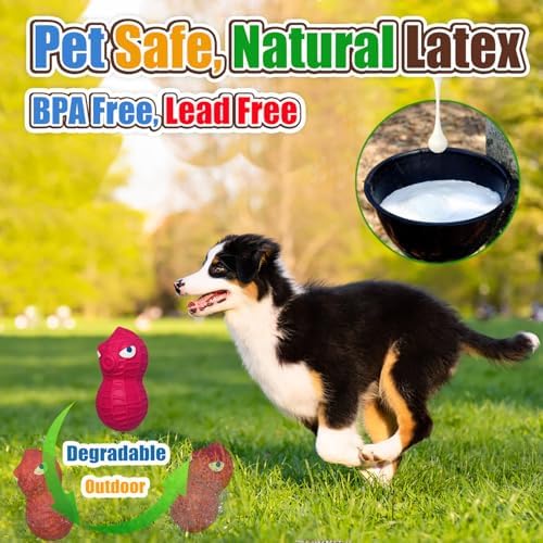 HOLYSTEED Latex Squeaky Dog Toys for Small Dogs, Mini Breeds, 1.6" Peanut