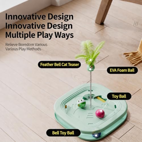 Interactive Cat Toys for Indoor Cats, 2-in-1 (Green)
