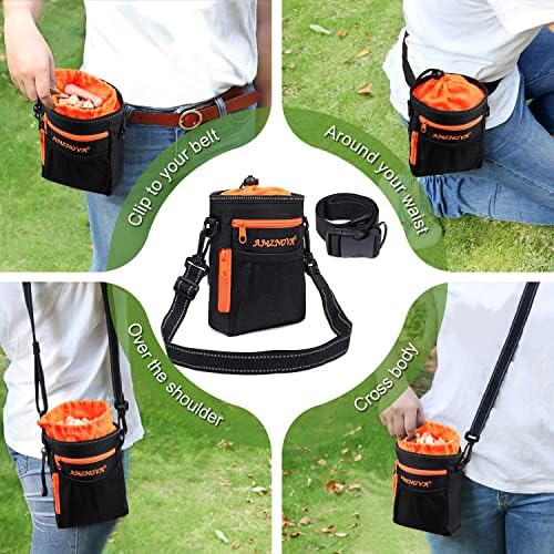 AMZNOVA Dog Treat Pouch Treatnow Dog Treat Bag, 6 Cups, Black