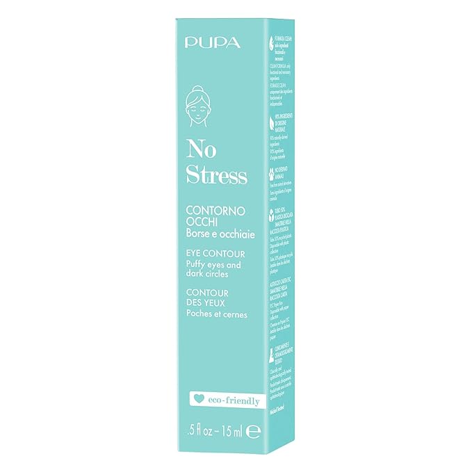 Pupa Milano No Stress Eye Contour, 0.5 oz - Hydrating Eye Cream - Under Eye Cream with Hyaluronic Acid - Eye Cream for Puffiness and Dark Circles