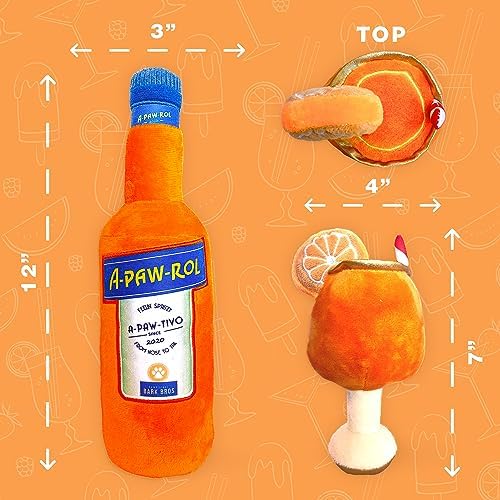 Bark Bros - Liquor Bottle Dog Toy - Plush Squeaky Dog Toys Funny Drink Parody - Alcohol Dog Toy - Dog Birthday Toy - Cute Dog Toys - Puppy Gifts - Puppy Stuff - Dog Stuff (Large, Apawrol Spritz)