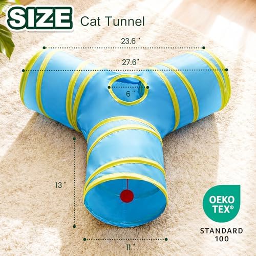 Love's cabin Cat Tunnel for Indoor Cats, 3-Way Collapsible Play Tunnel