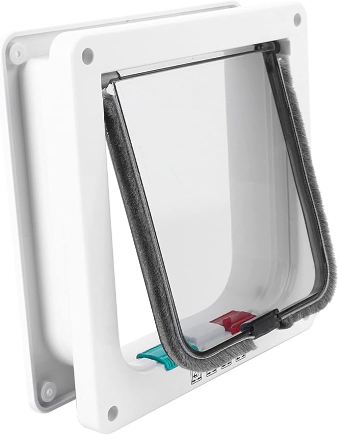 Cat Door Lockable 4-Way Smart Flap Door for Pet Care, Suitable for Small Dogs, DIY Installation Interior and Exterior Walls