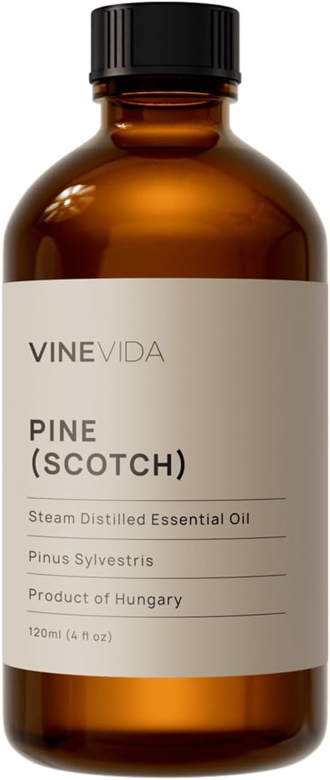 VINEVIDA Pine Scotch Essential Oil 4 oz - Undiluted Oil - DIY Candle Scents - Bulk Oil for Soap Making