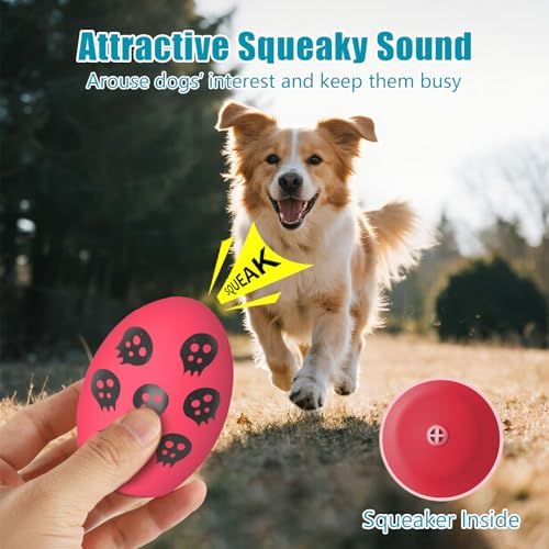 Dog Toys, Squeaky Latex Rubber Bouncy Balls, Squeaky Egg Dog Toys Balls, 3 Pack Interactive Squeak Dog Toy Set for Medium Large Breeds Dogs (3 Pack-A, Large)
