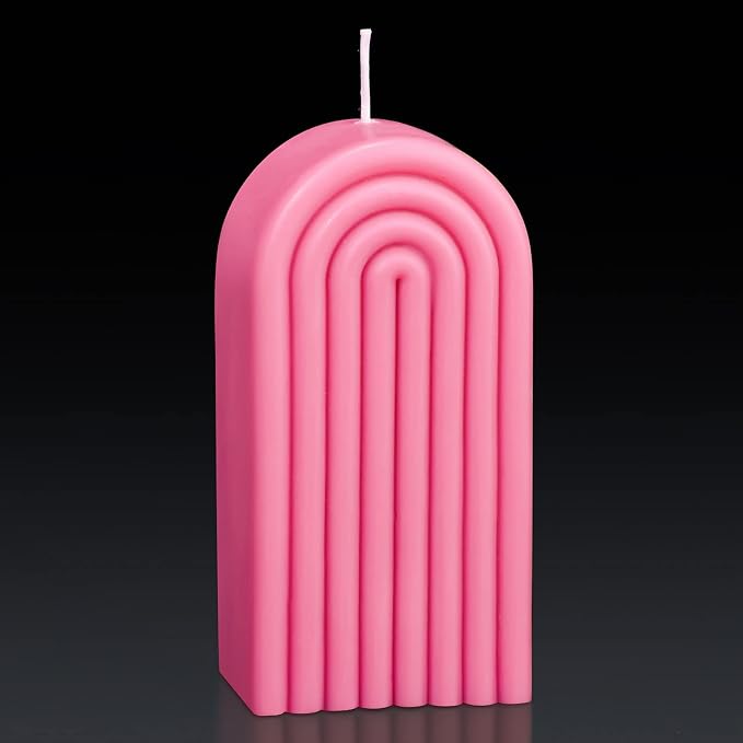 Arch Shaped Candles Geometric Scented Aesthetic Candle Geometric U Shaped Candles Minimalist Candle Aroma Wax Art Decorative Soy for Spa Yoga Birthday Gift Home Party Decor(Pink)