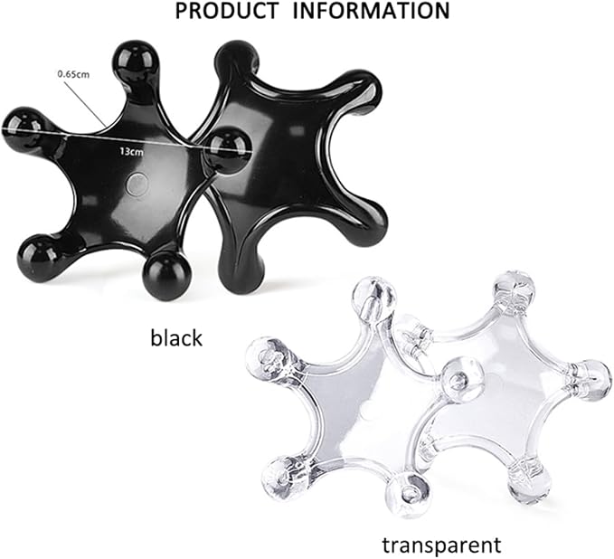 Trigger Point Massage Tools, 2 Pack Easier Grip Star Shaped 5 Legged Pressure Point Handheld Massage Tool for Deep Tissue Pain Relief, Suitable for Full Body (Transparent)