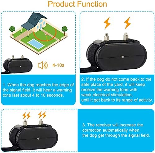Electric Dog Fence,In-Ground Wired Pet Fence Containment System,656Ft Underground Boundary Wire,with Waterproof/Rechargeable Collar,Shock/Tone Correction,for 123 Dogs,for3dogs