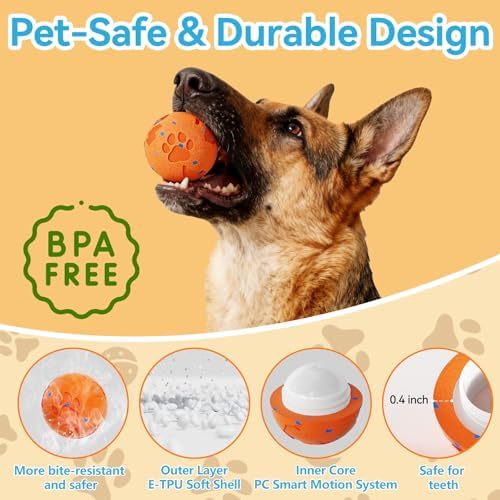 Interactive Dog Toy Ball, Smart Automatic Moving Dog Toy for Medium Large