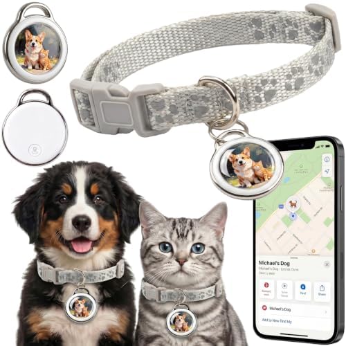 GPS Tracker for Dogs & Cats Smart Collar Real-Time Tracking No Monthly Fee | Dual System Compatible, IP68 Waterproof, 10+ Months Steady Operation, 360° Reflective Ultra-Light Collar For All Size Pets