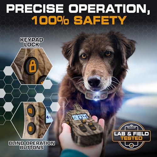 INVIROX Ultra K9 Dog Shock Collar, 124 Levels, Night Light, IP67 Waterproof (Camo, 1 Dog)