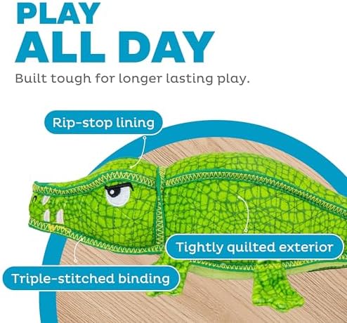 Outward Hound Xtreme Seamz Alligator Squeaky Dog Toy - Reinforced Dense Stuffing Plush Toy