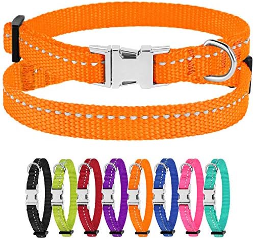 Reflective Dog Collar, Quick-Release Buckle (Orange, 7-11 Inch)