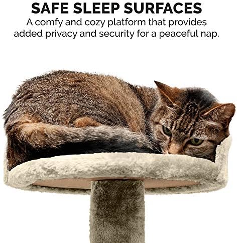 Furhaven 49.5" Tall Cat Tree for Indoor Cats, Ft. Sisal Scratching Posts, Plush Ball Toy, & Busy Box Toy - Tiger Tough Play Stairs Interactive Playground Tower - Cream, One Size