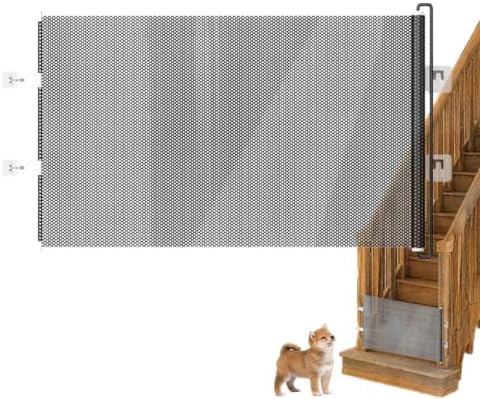 Retractable Pet Safety Gate Barrier, Adjustable Pet Security Gate for Stair