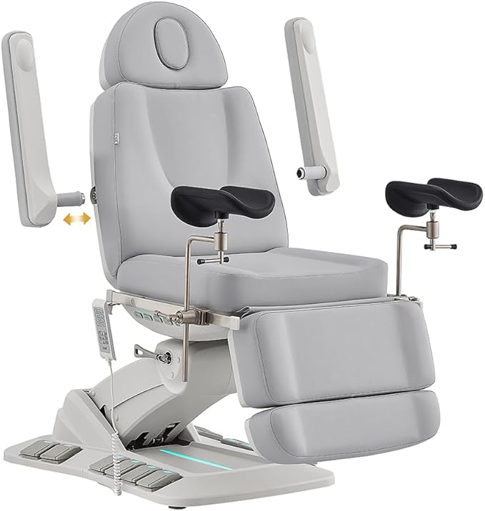 Dir Medical Spa Chair 4-Motor Electric Medical Examination Room Table with Stirrups Spa Beauty Bed Esthetician Chair Facial Bed with Position Memory Function Geneva